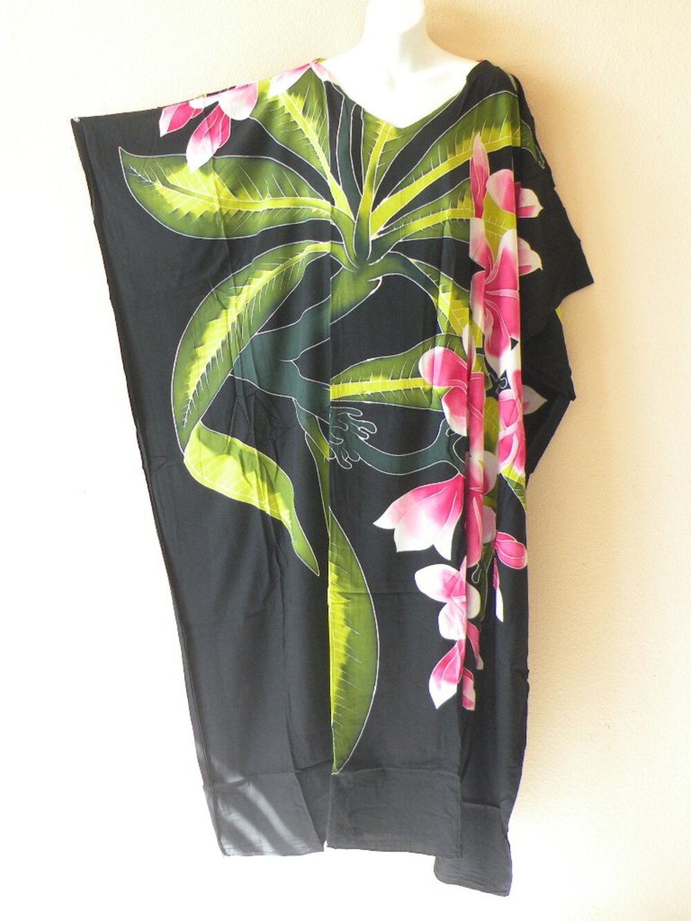 KD513 Floral Batik Hand Painted Plus Batwing VNeck Kaftan Dolman Women Dress